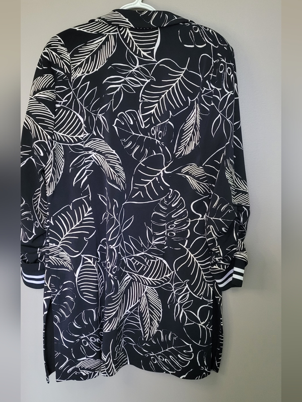 Joseph Ribkoff Open Blazer 14 Black And White Print Long Length Classic Elegant - Picture 5 of 6